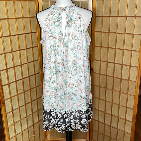 Kaari Blue Dress Halter Style Floral Dress - Picture 3 of 13